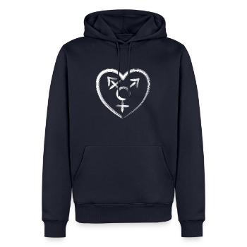Herzsymbol Transgender in weiß - Männer Premium Bio Hoodie - Navy - Vorne - Nico (187cm)