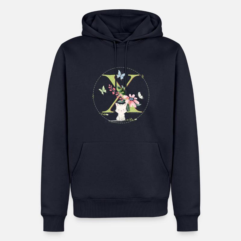 Anfangsbuchstabe X mit Katze - Männer Premium Bio Hoodie - Navy