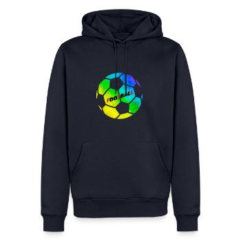 Nous aimons tous le football! - Sweat à capuche Premium bio Homme - bleu marine - Devant - Nico (187cm)