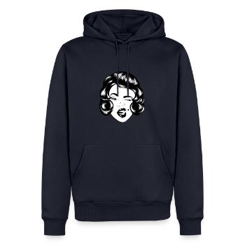 Femme fumeuse. - Sweat à capuche Premium bio Homme - bleu marine - Devant - Nico (187cm)