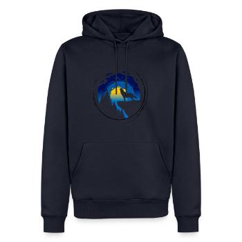 Loup 1 - Sweat à capuche Premium bio Homme - bleu marine - Devant - Nico (187cm)