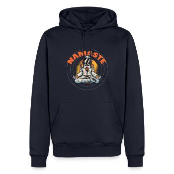 Meditierender Astronaut, cool, lustig - Männer Premium Bio Hoodie - Navy - Vorne - Nico (187cm)