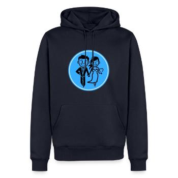 Jeunes mariés, Mariage, Mariée, Marié - Sweat à capuche Premium bio Homme - bleu marine - Devant - Nico (187cm)