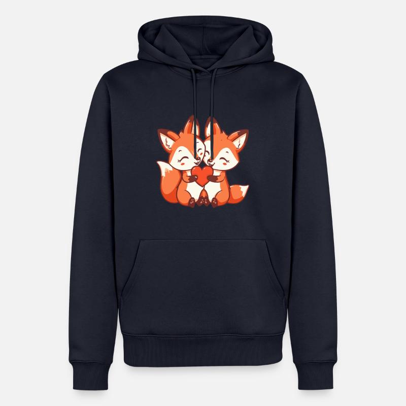 Fuchs Comic Paar Liebe - Männer Premium Bio Hoodie - Navy