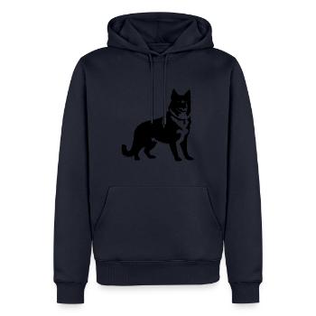 Chien Akita Inu - Sweat à capuche Premium bio Homme - bleu marine - Devant - Nico (187cm)