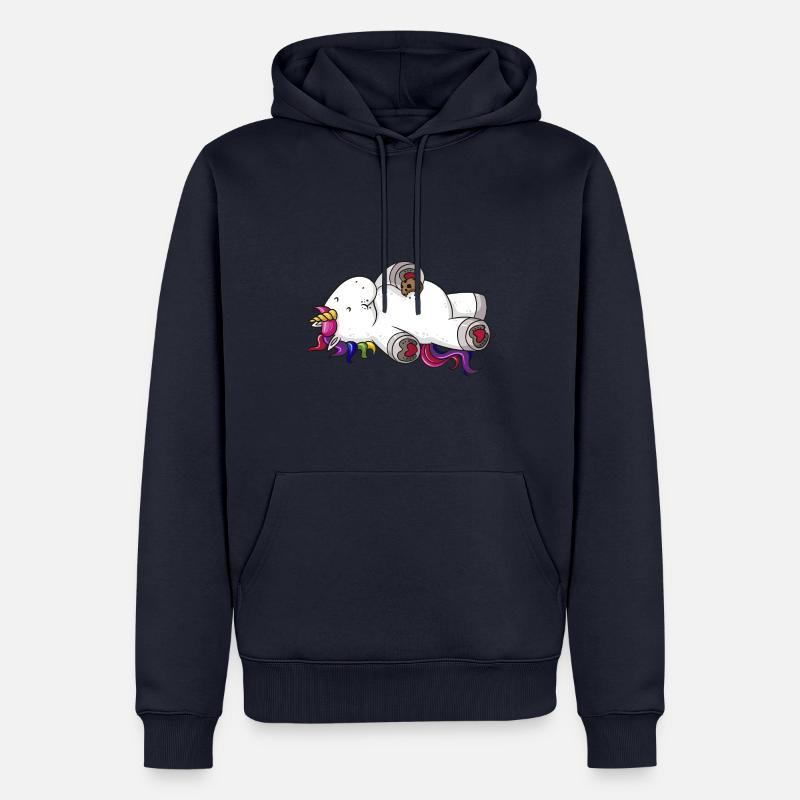 Mampfendes Comic Einhorn Regenbogen - Männer Premium Bio Hoodie - Navy