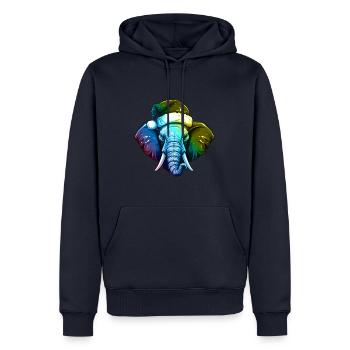 Tête d’éléphant Noël Portrait coloré - Sweat à capuche Premium bio Homme - bleu marine - Devant - Nico (187cm)