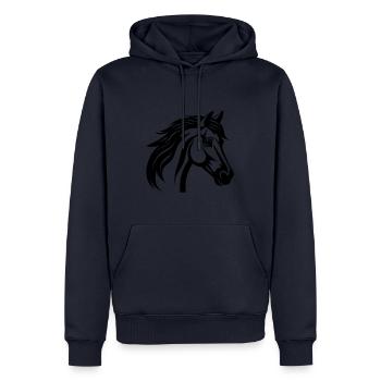 Tête de cheval - Sweat à capuche Premium bio Homme - bleu marine - Devant - Nico (187cm)