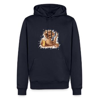 Schlange Kobra Bier Lustig - Männer Premium Bio Hoodie - Navy - Vorne - Nico (187cm)