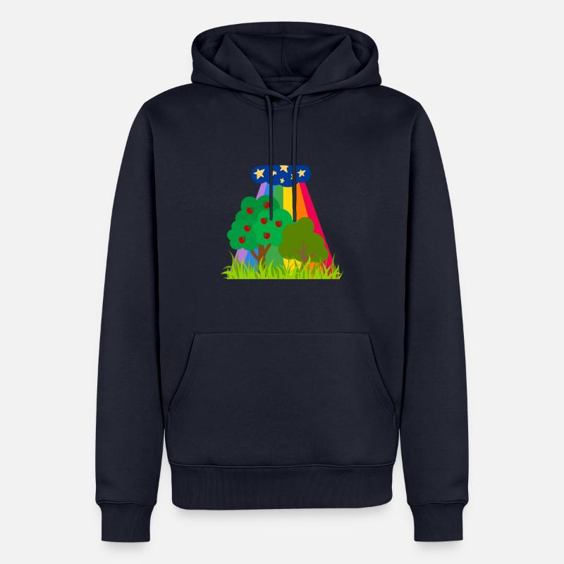 Clouds and Rainbow Trees - Männer Premium Bio Hoodie - Navy