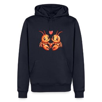 Couple De Homard Amoureux Cancer Animal Saint Valentin - Sweat à capuche Premium bio Homme - bleu marine - Devant - Nico (187cm)