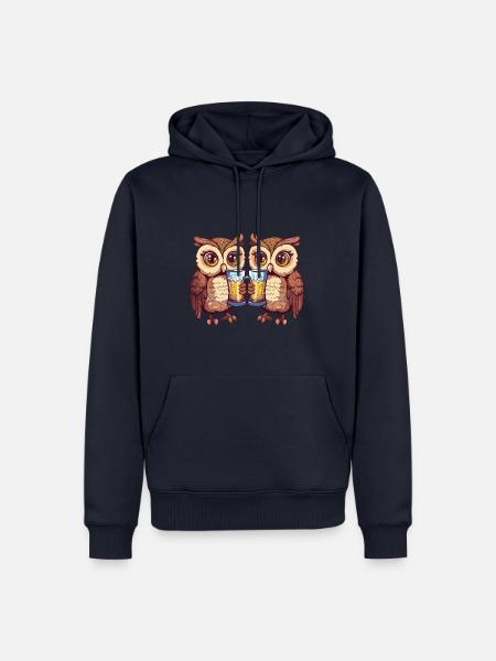 Eule Comic Bier Lustig Saufen - Männer Premium Bio Hoodie - Navy