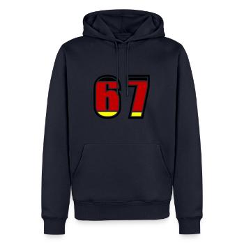 67 Nummer Deutschland Trikot - Männer Premium Bio Hoodie - Navy - Vorne - Nico (187cm)