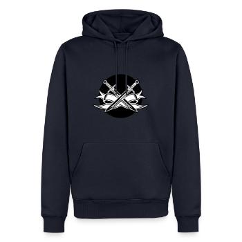 Symbole de l’épée - Sweat à capuche Premium bio Homme - bleu marine - Devant - Nico (187cm)