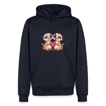 Suricate Couple Amour Couple Amoureux - Sweat à capuche Premium bio Homme - bleu marine - Devant - Nico (187cm)