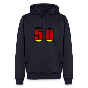 Maillot Allemagne numéro 50 - Sweat à capuche Premium bio Homme - bleu marine - Devant - Nico (187cm)