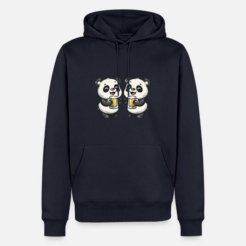 Panda Comic Bière Drôle Alcool - Sweat à capuche Premium bio Homme - bleu marine