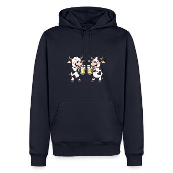 Kuh Comic Bier Lustig Saufen - Männer Premium Bio Hoodie - Navy - Vorne - Nico (187cm)