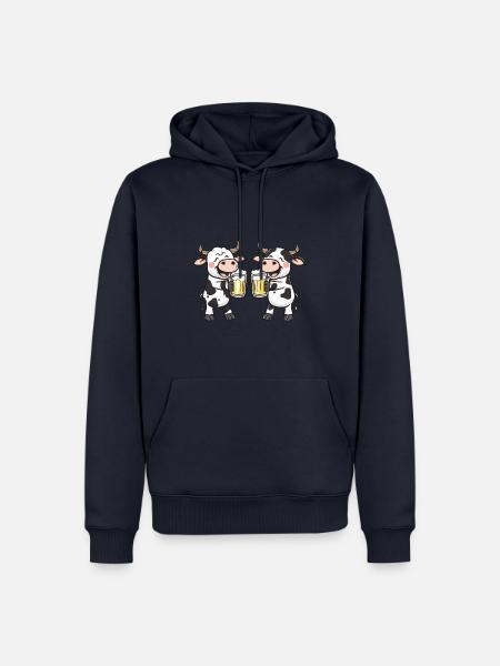 Cow Comic Beer Funny Booze - Men’s Premium Organic Hoodie - navy