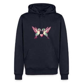 Colibri Oiseau Couple Amoureux Animal Saint-Valentin - Sweat à capuche Premium bio Homme - bleu marine - Devant - Nico (187cm)