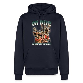 Oh Deer Christmas is here Funny Party Deers - Männer Premium Bio Hoodie - Navy - Vorne - Nico (187cm)