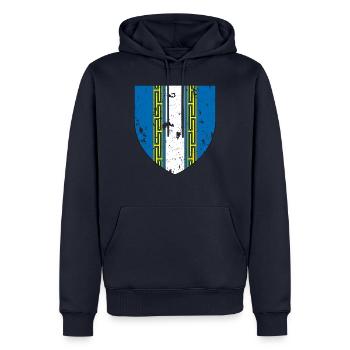 Haute Marne - Département - Sweat à capuche Premium bio Homme - bleu marine - Devant - Nico (187cm)