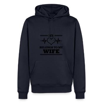My heart belongs to my wife - Men’s Premium Organic Hoodie - navy - Front - Nico (187cm)