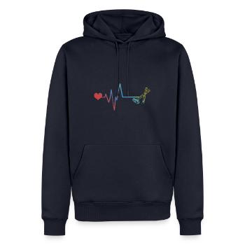 Marteau Outil Pulse Heartbeat - Sweat à capuche Premium bio Homme - bleu marine - Devant - Nico (187cm)