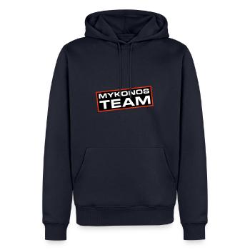 Mykonos Team - Männer Premium Bio Hoodie - Navy - Vorne - Nico (187cm)