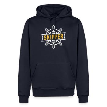 SKIPPER - Sweat à capuche Premium bio Homme - bleu marine - Devant - Nico (187cm)