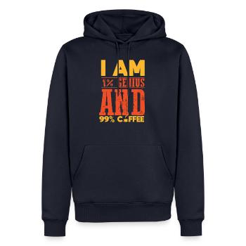 Coffee Caffeine Genius Joke Funny Gift Shirt - Men’s Premium Organic Hoodie - navy - Front - Nico (187cm)