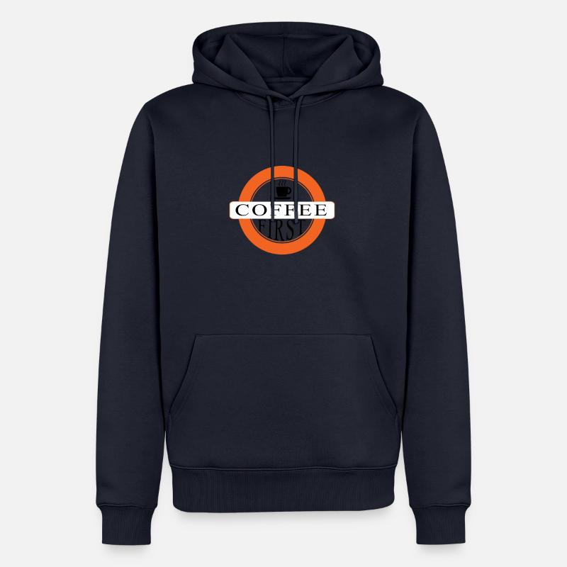 Café d'abord - premier café - Sweat à capuche Premium bio Homme - bleu marine