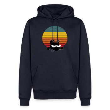 VINTAGE CAT RETRO KATZE - Männer Premium Bio Hoodie - Navy - Vorne - Nico (187cm)