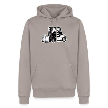 Gabelstapler / Forklift - Männer Premium Bio Hoodie - Taupe - Vorne - Nico (187cm)