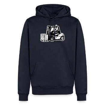 Gabelstapler / Forklift - Männer Premium Bio Hoodie - Navy - Vorne - Nico (187cm)