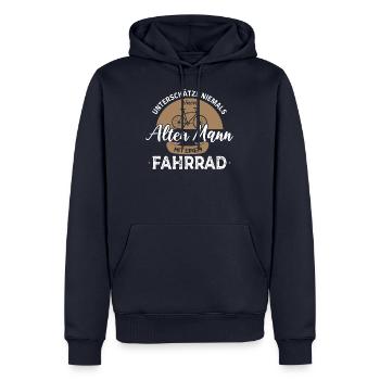 Lustiger Spruch Fahrrad Alter Mann - Opa Vatertag - Männer Premium Bio Hoodie - Navy - Vorne - Nico (187cm)
