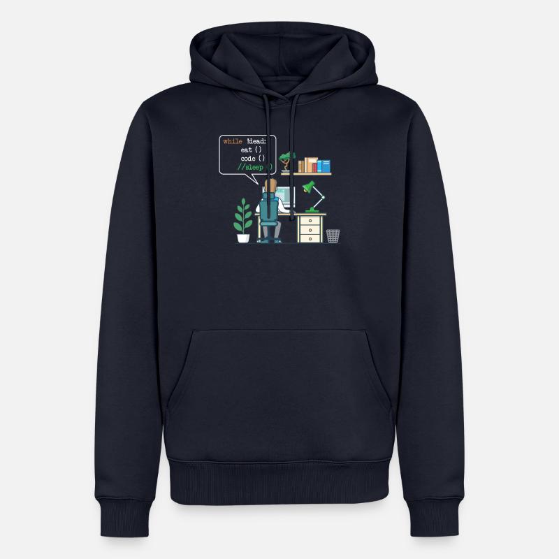 Eat Code Sleep | Funny Coder Programmeur - Sweat à capuche Premium bio Homme - bleu marine
