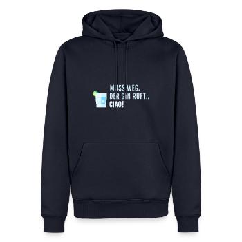 Muss Weg Digga der Gin ruft - Männer Premium Bio Hoodie - Navy - Vorne - Nico (187cm)