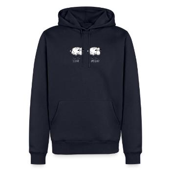 Schaf Unschaf Fotografie Schäfer Wortwitz - Männer Premium Bio Hoodie - Navy - Vorne - Nico (187cm)