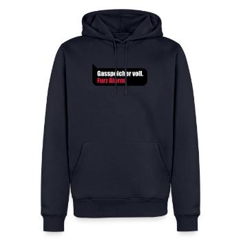 Gasspeicher voll Gas gefüllt lustiger Furz Spruch - Männer Premium Bio Hoodie - Navy - Vorne - Nico (187cm)