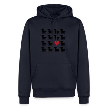 Dackel - Männer Premium Bio Hoodie - Navy - Vorne - Nico (187cm)