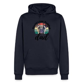 LE MEILLEUR PAPA BOULEDOGUE DU MONDE ... Chien Chien Bulldog - Sweat à capuche Premium bio Homme - bleu marine - Devant - Nico (187cm)