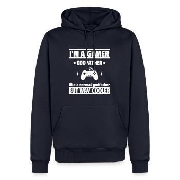 Godfather gamer : plus cool qu’un jeu normal - Sweat à capuche Premium bio Homme - bleu marine - Devant - Nico (187cm)