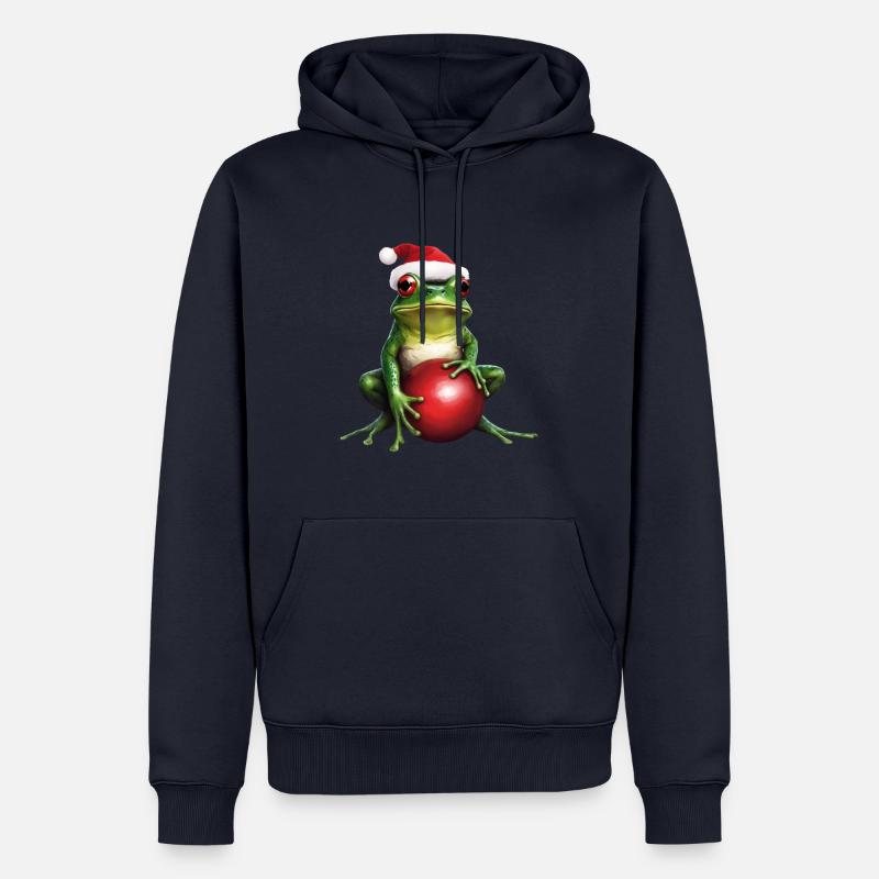 Frosch mit Weihnachtskugel 1 - Männer Premium Bio Hoodie - Navy