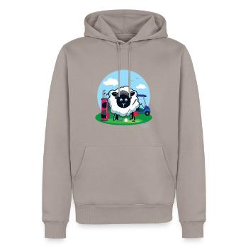 Mutterschafe mögen Golf? - Männer Premium Bio Hoodie - Taupe - Vorne - Nico (187cm)