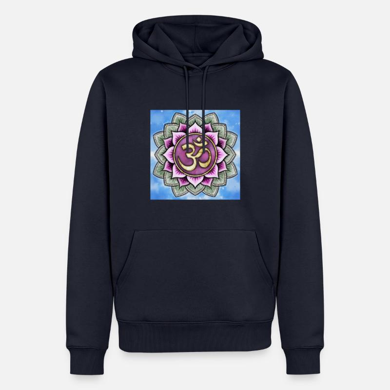 Signe Om en fleur de lotus - Sweat à capuche Premium bio Homme - bleu marine
