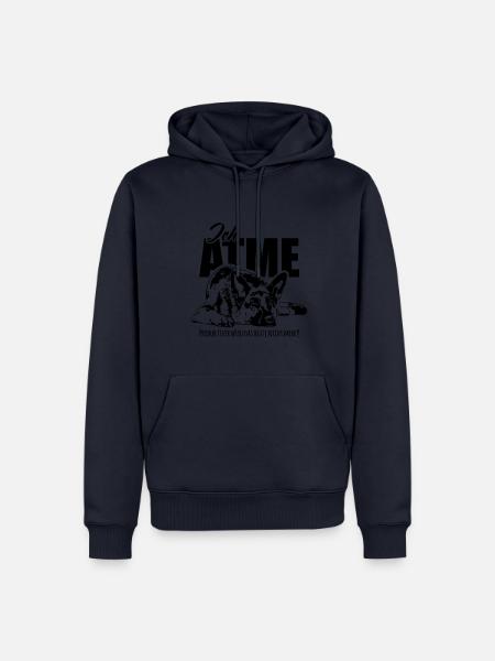 DEUTSCHER SCHÄFERHUND ich atme Spruch Wilsigns - Männer Premium Bio Hoodie - Navy