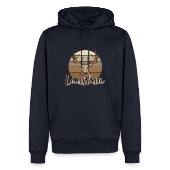 Lausbua Hirsch Lederhosen - Männer Premium Bio Hoodie - Navy - Vorne - Nico (187cm)