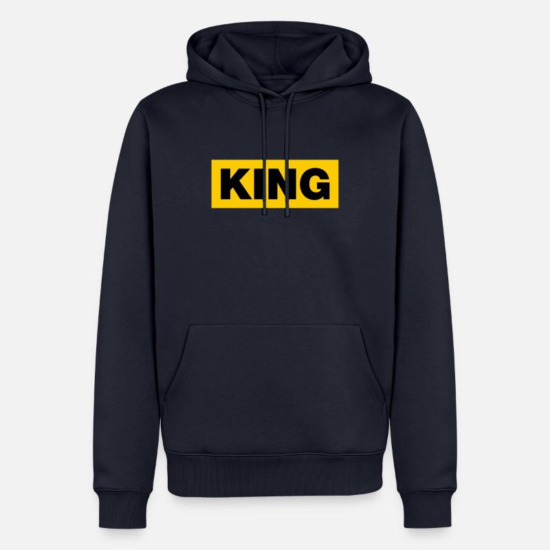 King / 2 Farben - Männer Premium Bio Hoodie - Navy