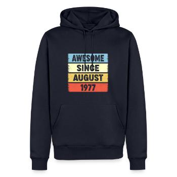 Awesome Since August 1977 45e anniversaire - Sweat à capuche Premium bio Homme - bleu marine - Devant - Nico (187cm)